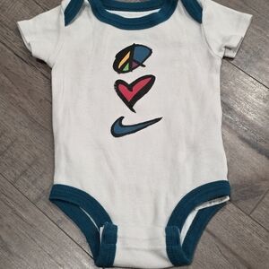 Nike Baby Girl Size 0-6 Months Peace Love Nike Onsie